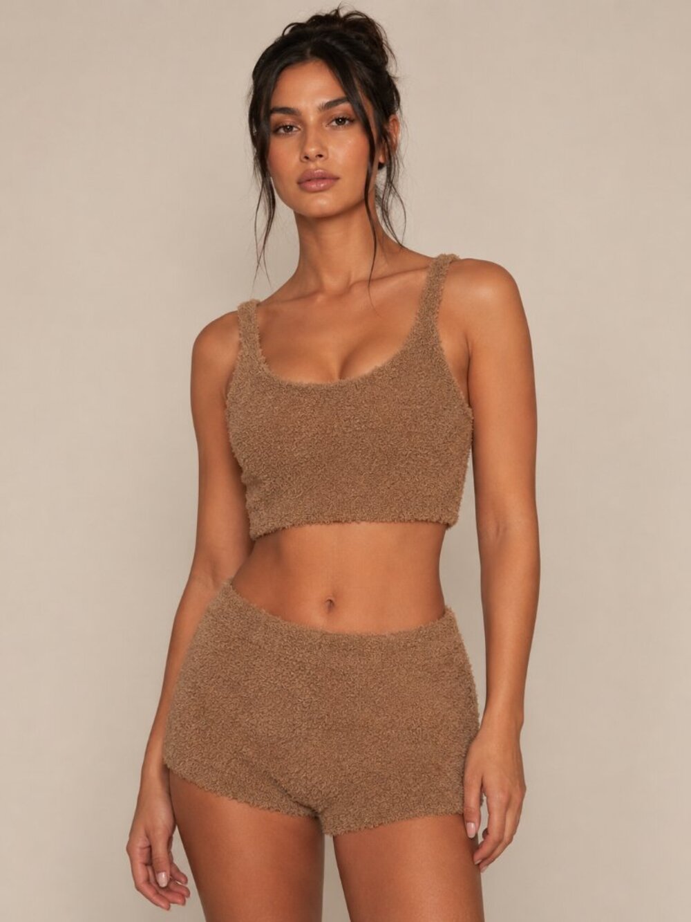 SKIMS Cozy Knit Crop Tank 2X/3X Camel Boucle
